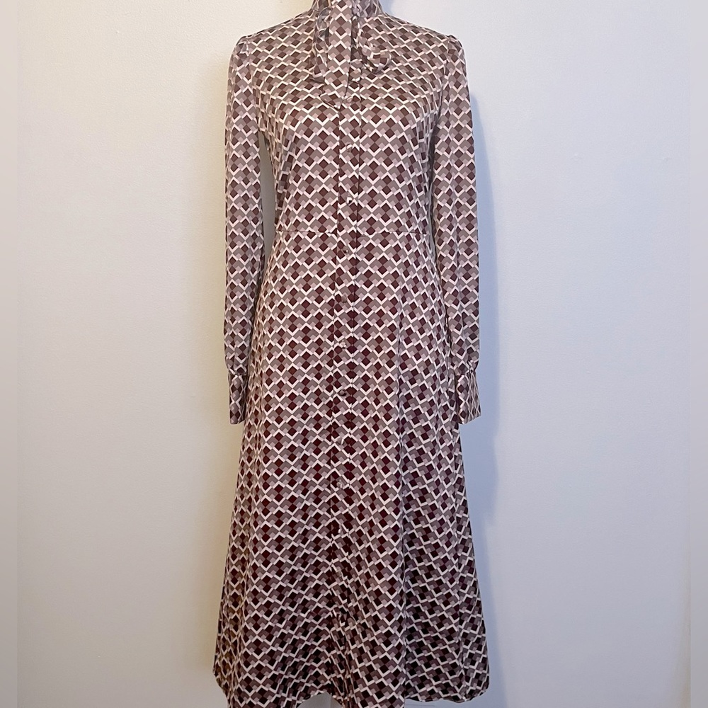 Button down midi shirt dress with pussycat bow